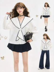 KEIKO | Áo Dài Tay Trắng Phong Cách Thuỷ Thủ