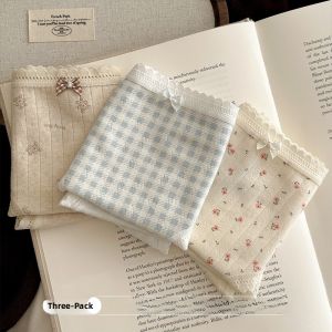 Antibacterial Pure Cotton Triangle Panties for Women Sweet Floral Print Extended Crotch Short Pants Breathable Comfortable Underwear