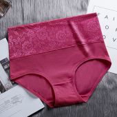 Pure Cotton High Waist Womens Underwear Breathable Youth Ladies Triangle Pants Embroidered Floral Pattern plus Size Briefs