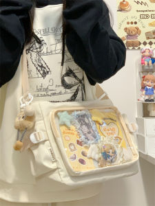 Large Capacity Shoulder Bag School Bag Single Shoulder Bag for Students Girls White Bag Crossbody Bag Anime Grain Pattern