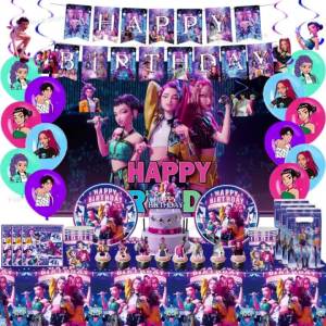 Kayou | Kpop Girls Theme Birthday Party Decorations Disposable Tableware Set Plates Cups Napkins for Baby Shower Kids Party Favors Gift