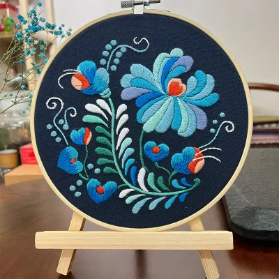 Flower Embroidery DIY Kit Wall Hanging
