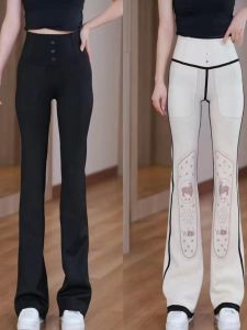 Quần Tập Yoga Cạp Cao Dày Ấm Áp Mùa Đông Cho Nữ Quần Dài Ống Loe Ôm Sát Cơ Thể Nâng Mông Bằng Vải Lót Lông Cừu