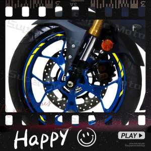 For YAMAHA XSR155 MT125 Exciter150 FZ25 YZF R3 R6 FZ6 FZ8 MT03 mt07 mtT09 Reflective Wheel Sticker Hub Decal17 Rim Stripe Tape Motorcycle Accessories Waterproof