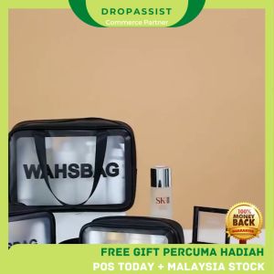 DROPASSIST 1420 READY STOCK Waterproof Toiletries Cosmetic Bag Make Up PVC Pouch Travel Organizer Portable Large Wash Kosmetik Beg