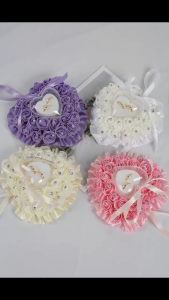 O-KAY with Pair of Rings Ring Box Leaves Flower Cushion Pillow Decoration Wedding Jewelry Gifts Romantic