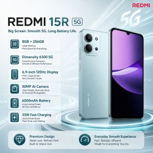 Redmi | 2026 new Redmi 15R 5G 8GB+256GB Smartphone Dimensity 6300 6.9-inch 120Hz Display 50MP AI Camera 6000mAh 33W Fast Charge