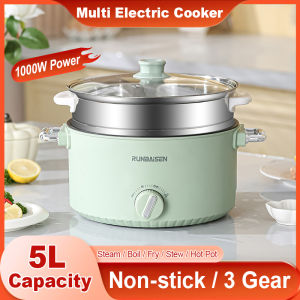 [COD] 5L Large Capacity Multifunctional Electric Cooker 1000W Electric Cooking Pot Rice Cooker Non-Stick Hot Pot 28cm