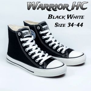 Sepatu Warior Sekolah Kuliah Pria Wanita Tren Kekinian Warrior Sparta HighCut Hc Tinggi Hitam Putih Size 37 sd 44 - Black White