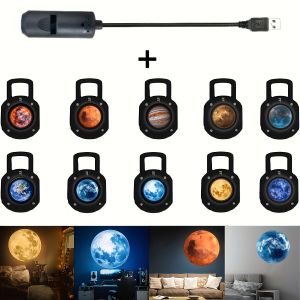 Đèn Chiếu USB Hình Mặt Trăng Đèn Ngủ 3D Với Bầu Trời Đầy Sao Và 10 Hình Ảnh Có Thể Thay Thế Được Mẫu Sáng Tạo Chụp Ảnh Không Khí Phòng
