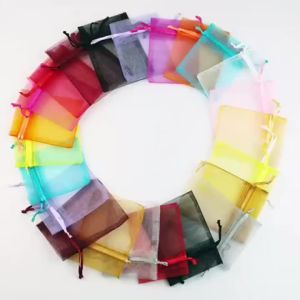 GiftsEden 100PCS 25 Colors 7 Sizes Premium Quality Sheer Mesh Organza Bag Jewelry Bag Organza Pouch Gift Bag
