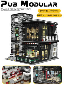 Chinese Building Blocks Street View Modern Cafe 16036 Building Club Bar 16042 Kids Educational Toys 12