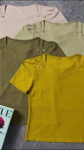 Oblong Atasan Wanita Premium Top Leher Ombak Variasi Kancing | Blouse Polos Atasan Wanita Simple | Atasan Wanita Termurah