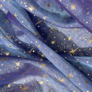 Glitter Shiny Bronzing Star Moon Organza Fabric Gilded Crepe Tulle DIY Sewing Crafts Dress Large Sleeved Shirt Outside Materials