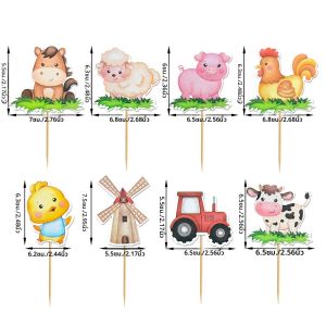8/16Pcs ฟาร์มสัตว์กระดาษ Cupcake Toppers Barnyard Theme เค้ก Picks เด็กวันเกิดตกแต่งเด็กทารกฝักบัว DIY เค้กอุปกรณ์