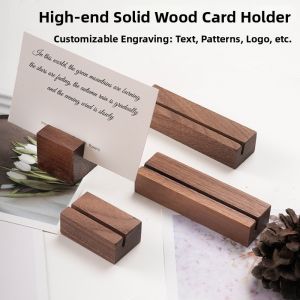 Standing Photo Clip Card Holder Vertical Postcard Display Stand Desktop Decoration Business Gift Wooden Base Casual Style