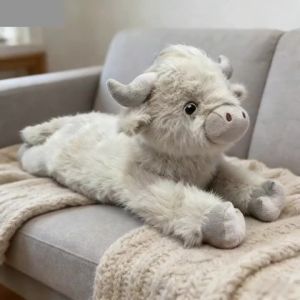 40cm Highland Cow Stuffed Animals Plush Lying Cattle Pillow Sofa Backrest Bed Cushion Birthday Gifts