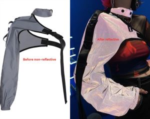 Mens and Womens Same Hip-hop Disco Jumping Equipment Adjustable Buckle Hanging Neck Reflective Shoulder Sleeve Lace-up Half Sleeve Top Performance Dress