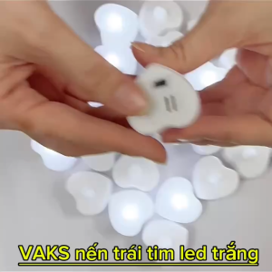 Combo 3 đèn NẾN TRÁI TIM ánh sáng TRẮNG điện tử nhỏ lãng mạn LED cầu hôn đạo cụ đèn trang trí tiệc cưới sinh nhật