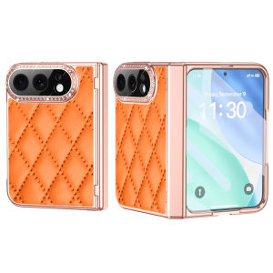 szhaiyu | For iPhone Duo Luxury PU Leather Electroplated Foldable Phone Case With Screen Protector Shockproof Flim Glitter Diamond Cover