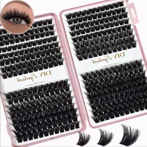 384pcs DIY Eyelash Extensions Individual Lashes 10-14mm Natural Look Mixed Volume Clusters 10D for Eyelashes