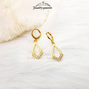 Khuyên Tai Titan Bông Tai Hình Thoi Mạ Vàng 18K Đính Đá Cách Điệu Thanh Lịch Phong Cách Hàn Quốc Trẻ Trung B22V25 | Jewelry Queenn