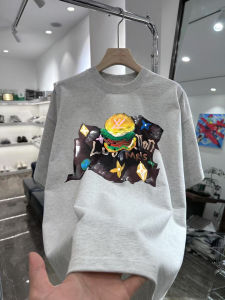 Áo Thun Nam Tay Ngắn in Hình Hot Dog Phong Cách Mỹ Thường Ngày Mùa Hè 2025 Áo Thun Cotton Nguyên Chất Cổ Tròn Dáng Rộng