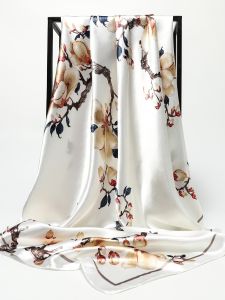 Khăn Choàng Lụa Nữ Đa Năng 2024 Quần Áo Mùa Hè in Họa Tiết Hoa Polyester Khăn Choàng Lụa Nhân Tạo Cho Mọi Lứa Tuổi Quần Áo Mùa Xuân Thu