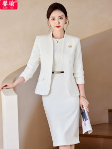 XINYU | Elegant Professional White Suit Dress for Women