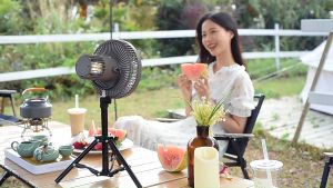 JumboTech Outdoor Camping Fan Small Hanging Fan 2023 Desktop Fan Tripod Intelligent 3 In 1 Portable Lighting Lamp Mobile Power Bank Adjustable 2000 mAh Rechargeable Hanging Standing Fan with Lamp and Remote Control