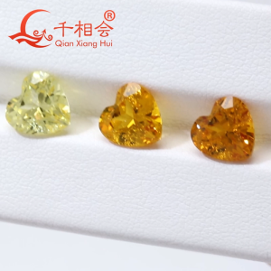 Heart Shape Natural Cut Yellow Lab Grown Sapphire with Visible Inclusions for DIY Jewelry Accessories Jewelry Making
