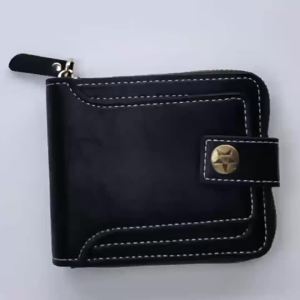 Vintage Men High Quality PU Leather Small Wallet Short Horizontal Zipper Coin Pocket Tri-fold Card Case Purse Billetera Hombre