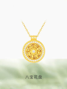 New 2025 Lotus Flower Necklace Womens Luxury Sensation Chinese Style Birthday Gift Eight Treasure Compass Light Weight Pendant