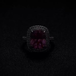 Huitan Cá Tính Lớn Màu Hồng Đính Đá Cubic Zirconia Nhẫn Cưới Nữ Lãng Mạn Cô Dâu Lễ Kết Hôn Đảng Nhẫn Trang Sức Thời Trang