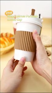 Wheat Straw Coffee Mug Reusable Portable Coffee Cup Leak-proof Straws Cup Travel Cups Tea Espresso Cups