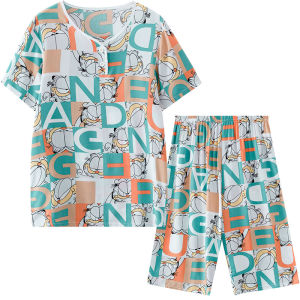 QINNONG | Teenage A-Class Cotton-Silk Long Sleeve Short Pants Pajama Set