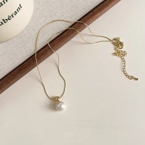 Elegant Titanium Steel Pearl Necklace for Women Non-Fading Fashionable Choker Jewelry Delicate Gift Korean Style Accessories