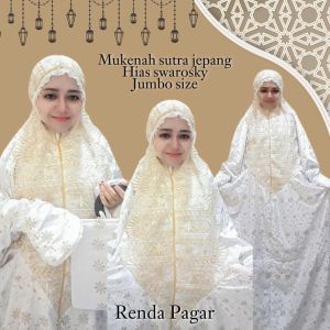 Mukena Sutra Jepang Milo karet kepala Terusan Swaroski Sujep