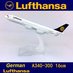 16CM A340 Lufthansa Plane Model Alloy Aircraft Models with Wheels 6Inch Airplane for Children Collection Gift Display