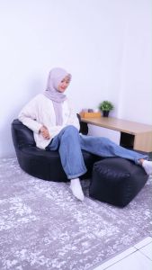 HLOOP LIVE MooneyG2 2in1 Sofa Malas - Sofa Kulit Sintetis - Sofa Kamar Aesthetic - Sofa Tanpa Tulang - Sofa Estetik Minimalis Furniture Asli