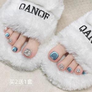 Cats Eye Crystal Foot Nail Patches White Enhancing Finished Product Waterproof Wearable Nail Art Tools for Students And Pregnant Women