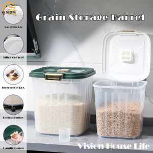 Vision 25KG Sealed Rice Bucket Large Capacity Rice Barrel Kitchen Grains Flour Storage Box Household Sealed Dispenser Moisture-proof and Insect-proof