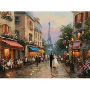 500/1000/1200/2000PCS Eiffel Tower & Paris Street Scene Paper Puzzle Box - Challenging Adult for Family & Friends