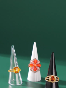 SUERTE Acrylic Crystal Ring Display Stand Jewelry Holder Cone Single Finger Rings Showcase Rack