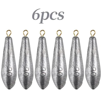 Fishing Weights with Rings Teardrop Shaped Lead Sinker Weight Long-Distance Casting Pendant for Freshwater & Saltwater Angling