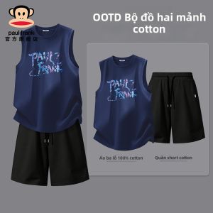 Paul Frank | Bộ Áo Thun Không T Tay và Quần Shorts Phong Cách Mỹ 100% Cotton cho Nam