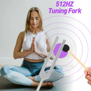 512Hz Tuning Fork Aluminum Alloy Tuning Fork For Sound Healing Meditation with Velvet Bag Hammer & Cleaning Cloth