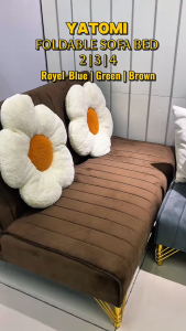 F&F : Foldable Luxury Velvet Sofa Bed 2/3/4 Seater With Gold Leg | Sofa Katil Elegant | Yatomi Sofa Bed Royal Velvet Luxury Gold-Leg | Sofa Ruang Tamu 2/3/4 Seater Modern | Sofa Boleh Lipat