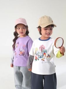 DUDUJIA | Áo Thun Cotton Dài Tay Kiểu Phong Cách Lớp Cho Bé Gái