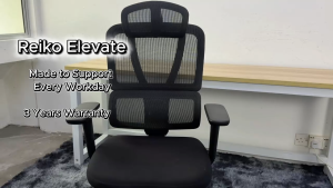 Reiko Elevate Ergonomic Chair Fabric Cushion Seat Chair - 3 Years Warranty (Office Chair Ergonomic Chair Gaming)